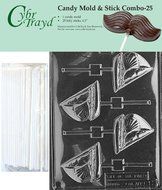 Cybrtrayd 45St25-K012 Sailboat Lolly Chocolate Candy Mold with 25 Cybrtrayd 4.5" Lollipop Sticks