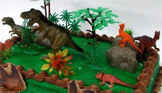 Prehistoric T-Rex DINOSAUR 12 Piece Birthday CAKE Topper Set Featuring a T-Rex and 4 Random Dinosaur Figures,... N3