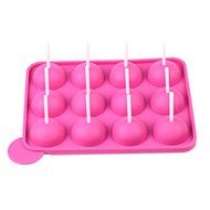 Ckeyin 12-Cavity Silicone Mold Ball Shaped Lollipop Cupcake Baking Mold with 20Pcs Sticks N5