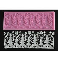 Sher FOUR-C Embossing Lace Mat Christmas Tree Cake Design Mold Color Pink