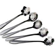 ROOS Stainless Steel Coffee Spoon Flower Shape Tea Spoon Ice Cream Spoons Set of 5 (Silver) N3