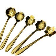 ROOS Stainless Steel Coffee Spoon Flower Shape Tea Spoon Ice Cream Spoons Set of 5 (Silver) N4