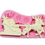 Silicone Mold DIY 3D Christmas Santa Claus Reindeer With Sled Fondant Cake Decorating Tools Chocolate Mold N2