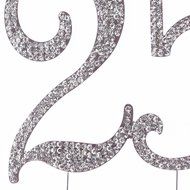 25 Cake Topper for 25th Birthday or Anniversary, Crystal Rhinestone Party Decoration Supplies (Silver) N7