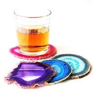 Airblasters Black color 3.5-4 inch Natural Sliced Agate Coaster Set of 4 N2