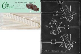 Cybrtrayd 45St25-K161 Dance Lolly Kids Chocolate Candy Mold with 25 Cybrtrayd 4.5-Inch Lollipop Sticks