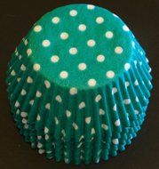 50 Teal Green and White Polka Dots Cupcake Liners Baking Cups STANDARD SIZE