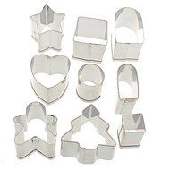 Sher 10PCS Stainless Steel Gingerbread House Cookie Cake Cutters Biscuit Bread Moldelling Mold Baking Set N4