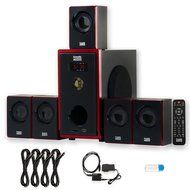 Acoustic Audio AA5103 Home 5.1 Speaker System with USB Bluetooth Optical Input and 4 Ext. Cables