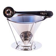 Drip Coffee Maker - Stainless Steel Reusable Coffee Filter with Stand and Clamp Spoon - Single Cup Coffee Maker... N6