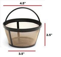 Permanent Basket-Style Gold Tone Coffee Filter designed for Mr. Coffee 10-12 Cup Basket-Style Coffeemakers (1, A) N2