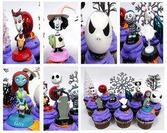 Nightmare Before Christmas 10 Piece Deluxe Cupcake Topper Set Featuring Zero, Barrel, Lock, Shock, Sally, Jack... N7