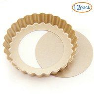 LOHOME Quiche Pan, Set of 12 PCS Bakeware Nonstick Tart/Quiche Pans Cupcakes Torte Souffle Cheesecake Egg Tart... N3