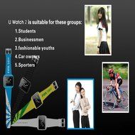 Waterproof LED Display U-Watch 2s Bluetooth Smart Dial Wrist Timer Clock Phone Mate(black) N9
