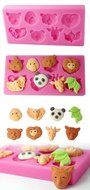 FOUR-C Cupcake Molds Forest Animals Sugarpaste Moulds Color Pink N3