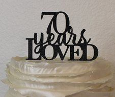All About Details Black 70-Years-Loved Cake Topper N2