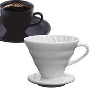 Premium Ceramic Manual Brewing Pourover Coffee 02 Dripper Filter Cup in White N2