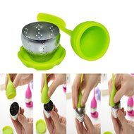 Qwessi 4-Pack Silicone Tea Infuser Handle Stainless Steel Strainer filter Infuser with Drip Tray for Loose Leaf... N4