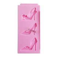 Yunko 3 Holes Fashion Ladies High-heeled Shoes Fondant Silicone Cake Decorating Mold Chocolate Candy Mold N3