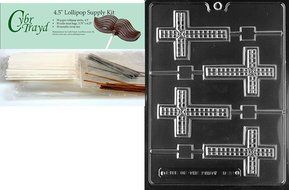 Cybrtrayd R061 Cross Lolly Chocolate Candy Mold with Exclusive Cybrtrayd Copyrighted Chocolate Molding Instructions... N6