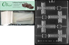 Cybrtrayd R061 Cross Lolly Chocolate Candy Mold with Exclusive Cybrtrayd Copyrighted Chocolate Molding Instructions... N7