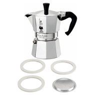 Bialetti Moka Express Aluminum 9 Cup Stove-top Espresso Maker with Replacement Filter and Gaskets N3