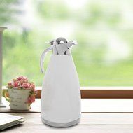 2.0L White Stainless Steel Double Wall Vacuum Insulated Thermal Carafe / Hot Coffee &amp; Tea Serving Pitcher N5