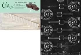 Cybrtrayd 45St50-M075 Horseshoe Lolly Miscellaneous Chocolate Candy Mold with 50-Pack 4.5-Inch Lollipop Sticks