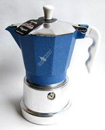 Top Moka: "Top" Aluminium Coffee Maker, Azure with Silver Boiler Chamber, 6-Cups [ Italian Import ]