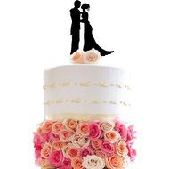 Ecape Acrylic Cake Topper of Engagement and Wedding with Groom Holding Bride Black Pack of 1 N15