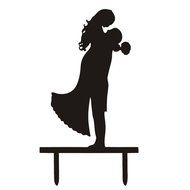 Ecape Acrylic Cake Topper of Engagement and Wedding with Groom Holding Bride Black Pack of 1 N16
