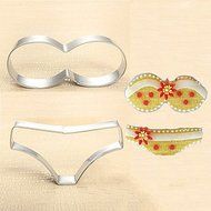 Y&amp;XL&amp;H 3 Pieces Bikini Swimsuit Shape Cookie Cutters Set Fruit Cut Molds Stainless Steel N3