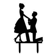 Ecape Acrylic Cake Topper of Engagement and Wedding with Groom Holding Bride Black Pack of 1 N18
