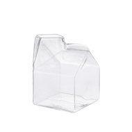 SIO Creative Creamer Half Pint Milk Cup Carton Shape Milk Glass Cup N4