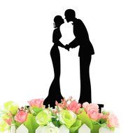 Ecape Acrylic Cake Topper of Engagement and Wedding with Groom Holding Bride Black Pack of 1 N20