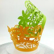 CozyT 50 PACK Flowers Cupcake Wrappers Artistic Bake Cake Paper Cups Vine Lace Laser Cut Liner Baking Cup Muffin... N5