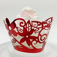CozyT 50 PACK Flowers Cupcake Wrappers Artistic Bake Cake Paper Cups Vine Lace Laser Cut Liner Baking Cup Muffin... N6
