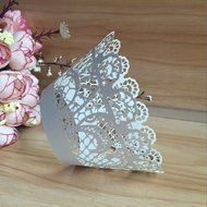 MOST ELEGANT CUPCAKE WRAPPERS 100 pcs Filigree (White) - US Stock = fast delivery! Paper Cups Little Vine Lace... N6