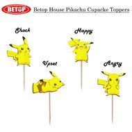 Betop House Set of 24 Pieces Pikachu Pokemon Themed Decorative Cupcake Topper for Kids Gathering Birthday Party N3