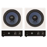 Blue Octave LW10 In Wall 10&quot; Passive Subwoofer Speakers Home Theater 2 Sub and 2 Amp Set