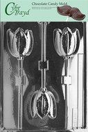 Cybrtrayd F037 Tulip Lolly Chocolate Candy Mold with Exclusive Cybrtrayd Copyrighted Chocolate Molding Instructions