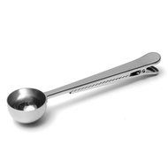 2pcs Silver Stainless Steel Ground Coffee Tea Measuring Scoop Spoon With Bag Seal Clip N5