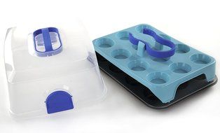 24 Count Cupcake Carrier Case / Holder With Non-Stick Cupcake Pan and Tong