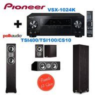 Pioneer VSX-1024 7.2-Channel Network A/V Receiver (Black) + 2 Polk Audio TSi400 Speaker - 2-way - Black + Polk...