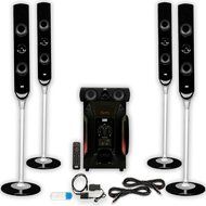 Acoustic Audio AAT1000 Tower 5.1 Speaker System with USB Bluetooth Optical Input and 2 Extension Cables