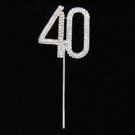 Vktech&reg; Crystal Rhinestone Bling Silver Number 40 Birthday 40th Anniversary Cake Top Topper N4