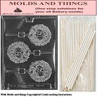 60 LOLLY numbers and letters Chocolate candy mold With Candy Making Instruction + 100 lollipop sticks