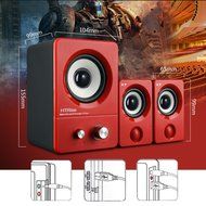 HTRise USB Wired 3 in 1 Stereo Satellite Speakers with Subwoofer of Home Theater speaker( X7 Black) N5