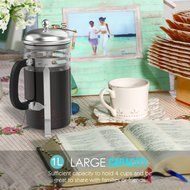 Classic French Press, Nuovoware 0.88 Quart Triple Filter French Press / Coffee & Tea Maker Complete Bundle, Heat... N4