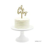 Andaz Press Baby Shower Acrylic Cake Toppers, Gold Glitter, Oh Baby, 1-Pack, Nautical Ocean Themed Party Decor... N59